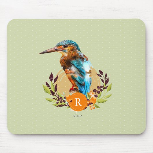 Speciaal Kingfisher en Floral Design. Muismat (Voorkant)