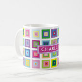 Speciaal kleurrijk vierkantspatroon uit de midden- koffiemok (Voorkant links)