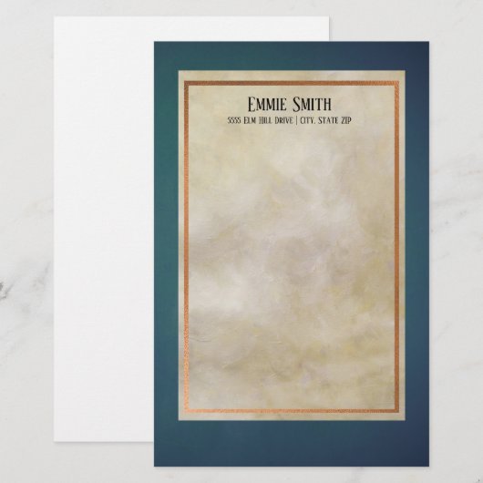 Speciaal koper en Blauwgroen geen lijnbenodigdhede Briefpapier (Voorkant / Achterkant)