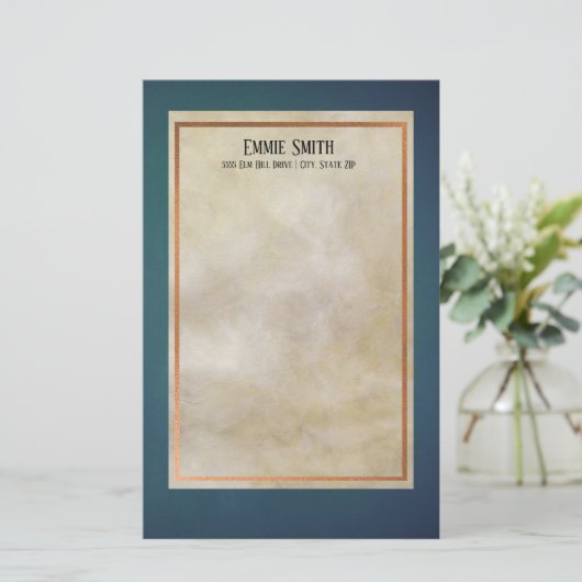 Speciaal koper en Blauwgroen geen lijnbenodigdhede Briefpapier (Staand voorkant)