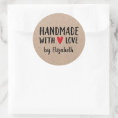 Speciaal Kraft Handgemaakt met liefdessticker Ronde Sticker (Tas)