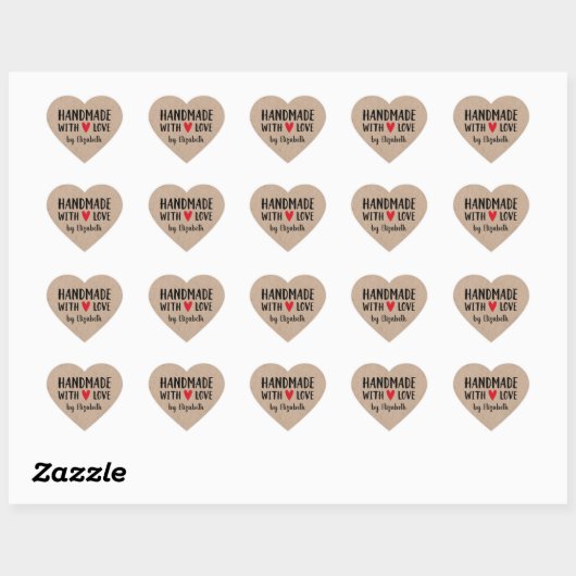 Speciaal Kraft Handgemaakt met Love Heart Hart Sticker (Vel)