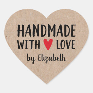 Speciaal Kraft Handgemaakt met Love Heart Hart Sticker