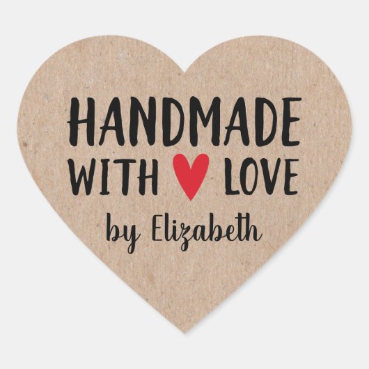 Speciaal Kraft Handgemaakt met Love Heart Hart Sticker (Voorkant)