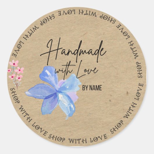 Speciaal Kraft Handmade with Love Ronde Sticker (Voorkant)