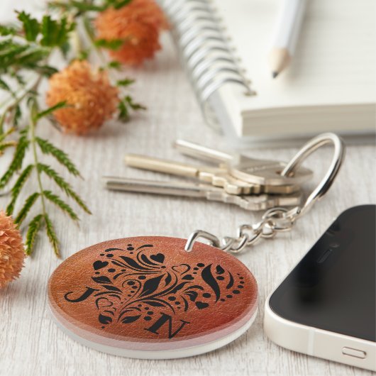 Speciaal kunstleder voor 3 jaar Jubileum Sleutelhanger (Voorkant Rechts)