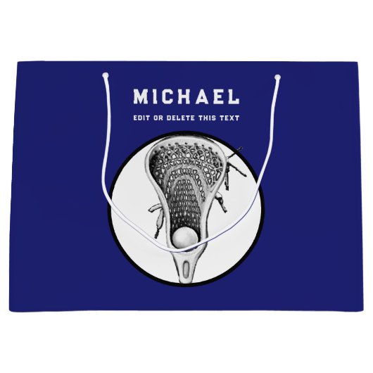 Speciaal Lacrosse Blue Large Gift Bag Groot Cadeauzakje (Voorkant)