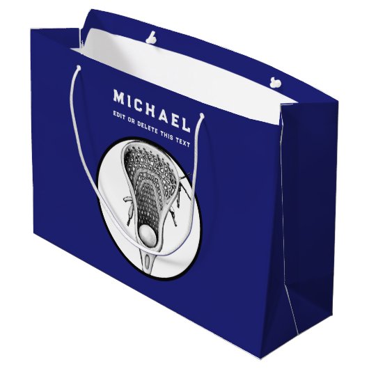 Speciaal Lacrosse Blue Large Gift Bag Groot Cadeauzakje (Achterkant Gekanteld)