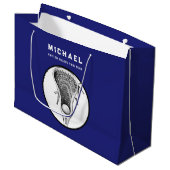 Speciaal Lacrosse Blue Large Gift Bag Groot Cadeauzakje (Voorkant Gekanteld)