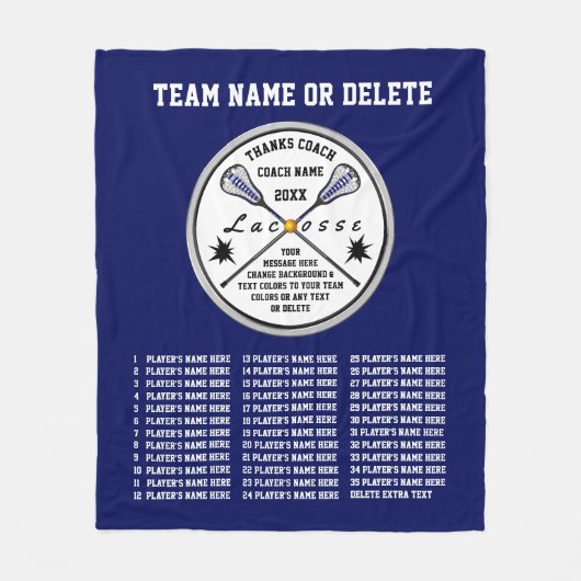 Speciaal Lacrosse Coach geeft uw KLEUREN TEKST Fleece Deken (Voorkant)