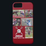 Speciaal Lacrosse Photo Collage Name Number Case-Mate iPhone Case<br><div class="desc">Deze persoonlijke Lacrosse iPhone-draagtas heeft uw 5 foto's, player&#39;s-naam, nummer en teamnaam. Personaliseer u met actiefoto's, een teamfoto, toeristische foto's, enz. Verander gemakkelijk de achtergrondkleur om uw team&#39;s kleuren aan te passen - enkel klik aanpassen en dan de kleine oogdruppelaar. De perfecte fotocollage voor show van hoogtepunten van je jeugd,...</div>