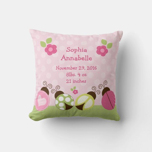 Speciaal " ladybugs & Flowers" Pillow Kussen (Voorkant)