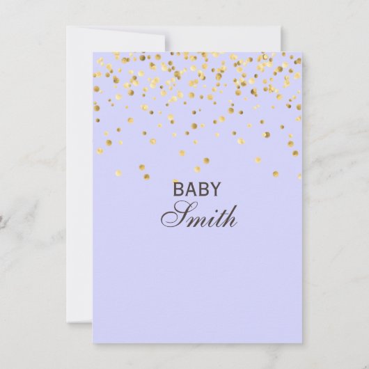 Speciaal Lavender Gold-Baby shower nodigt u uit Kaart (Achterkant)