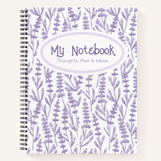 Speciaal Lavender Paars Elegant Floral Notitieboek (Voorkant)