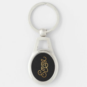 Speciaal legant script Emma Gold Black Sleutelhanger