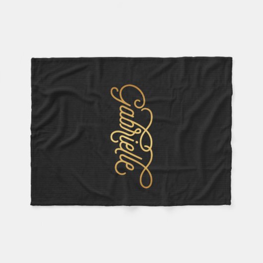 Speciaal legant script Gabrielle Gold Black Fleece Deken (Voorkant (Horizontaal))