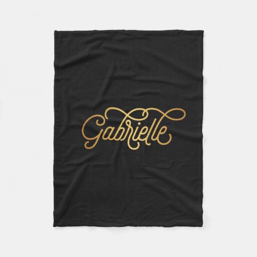 Speciaal legant script Gabrielle Gold Black Fleece Deken (Voorkant)