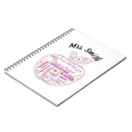 Speciaal leraar Apple Word Art-planner Notitieboek (Linkerzijde)