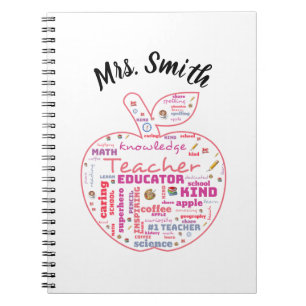 Speciaal leraar Apple Word Art-planner Notitieboek