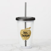 Speciaal leraar Gold Faux Glitter Apple Acryl Drinkbeker (Voorkant)