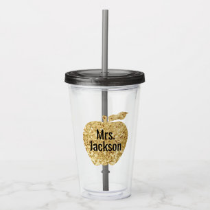 Speciaal leraar Gold Faux Glitter Apple Acryl Drinkbeker