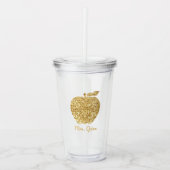 Speciaal leraar Gold Faux Sequin Apple Acryl Drinkbeker (Voorkant)