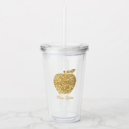 Speciaal leraar Gold Faux Sequin Apple Acryl Drinkbeker
