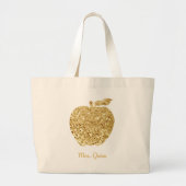 Speciaal leraar Gold Faux Sequin Apple Glam Grote Tote Bag (Voorkant)
