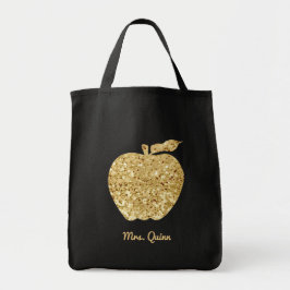 Speciaal leraar Gold Faux Sequin Apple Glam Grote Tote Bag