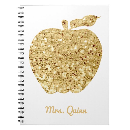 Speciaal leraar Gold Faux Sequin Apple Glam Notitieboek (Voorkant)