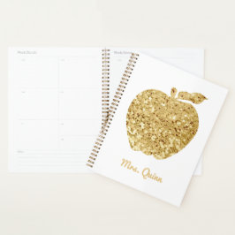 Speciaal leraar Gold Faux Sequin Apple Planner