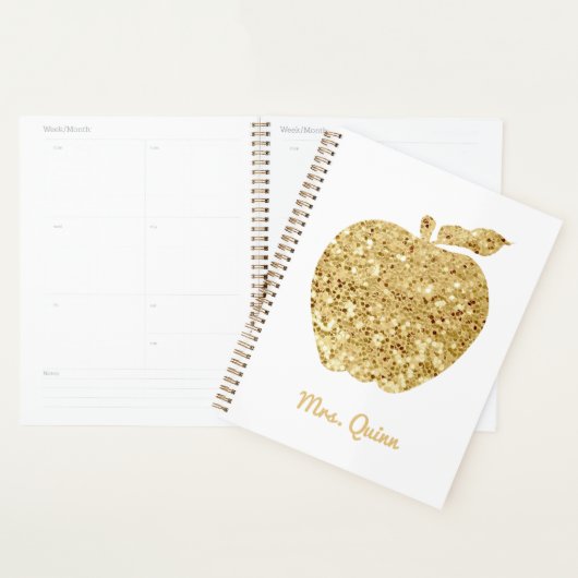 Speciaal leraar Gold Faux Sequin Apple Planner (Display)