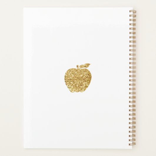Speciaal leraar Gold Faux Sequin Apple Planner (Achterkant)