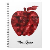 Speciaal leraar Red Faux Sequin Apple Planner Notitieboek (Voorkant)