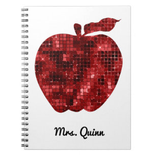 Speciaal leraar Red Faux Sequin Apple Planner Notitieboek