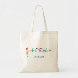 Speciaal leraar speciale regenboogkunst Waterverf Tote Bag