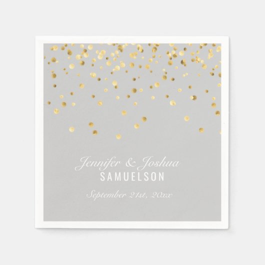 Speciaal LIGHT GRAY Gold Confetti Wedding Servet (Voorkant)