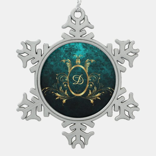 Speciaal Lijst van Luxury Damask Tin Sneeuwvlok Ornament (Voorkant)