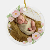 Speciaal lijst voor de eerste kerstbloem van baby' keramisch ornament (Voorkant)