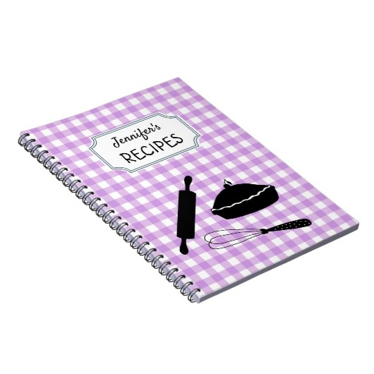 Speciaal Lila Gingham Pset Pattern Recipe Notitieboek (Rechterzijde)