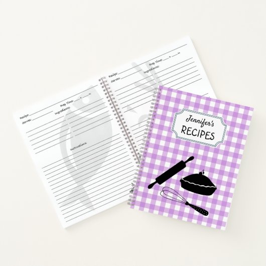 Speciaal Lila Gingham Pset Pattern Recipe Notitieboek (Binnen)