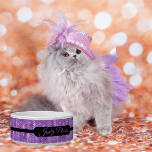 Speciaal Lila Glam Faux Glitter Pet Voerbakje