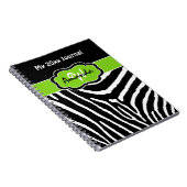 Speciaal Limoen Black White Zebra Stripe Journal Notitieboek (Rechterzijde)