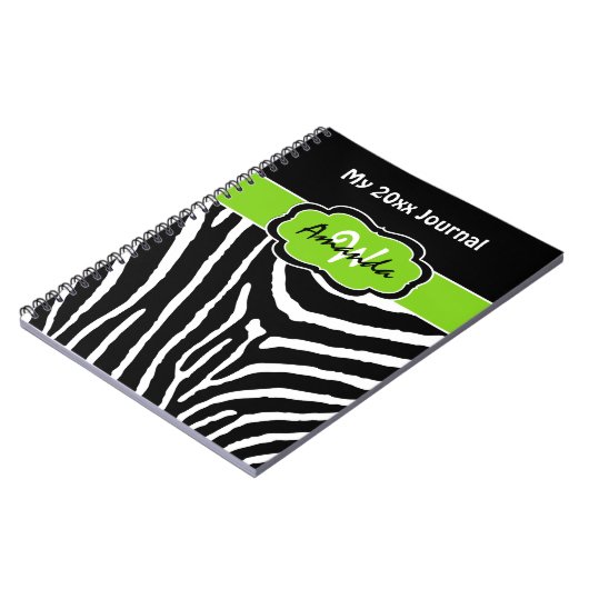 Speciaal Limoen Black White Zebra Stripe Journal Notitieboek (Linkerzijde)