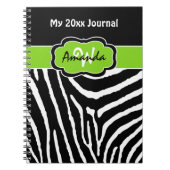 Speciaal Limoen Black White Zebra Stripe Journal Notitieboek (Voorkant)