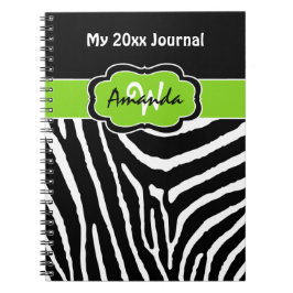 Speciaal Limoen Black White Zebra Stripe Journal Notitieboek