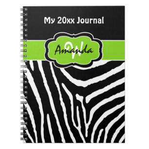 Speciaal Limoen Black White Zebra Stripe Journal Notitieboek