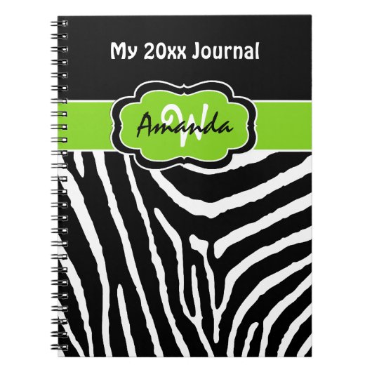 Speciaal Limoen Black White Zebra Stripe Journal Notitieboek (Voorkant)