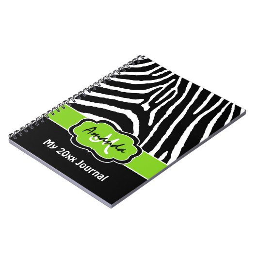 Speciaal Limoen Black White Zebra Stripe Journal Notitieboek (Linkerzijde)