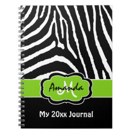 Speciaal Limoen Black White Zebra Stripe Journal Notitieboek